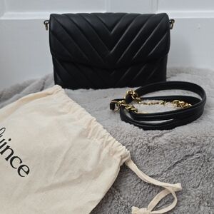 Quince Black Chevron Crossbody Chain Wallet